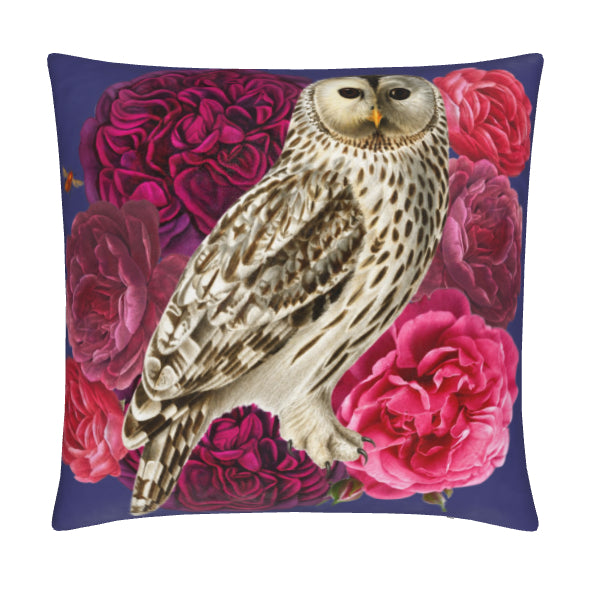 Snowy Owl Velvet Cushion Cover