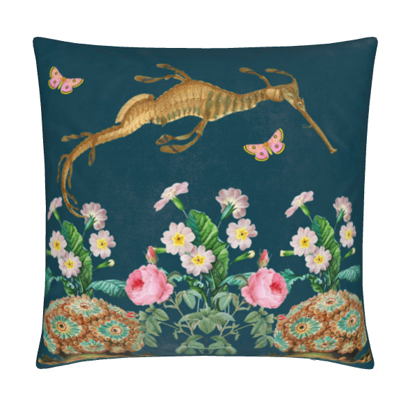 Emerald Dragon Velvet Cushion Cover