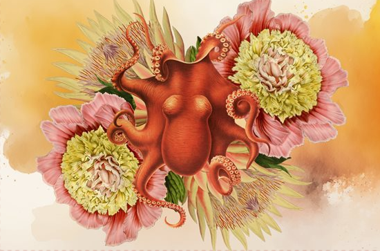 Orange Octo Bloom Pillowcase